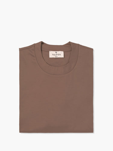 VALENZA - INTERLOCK SUPIMA T-SHIRT CORTECCIA BROWN 