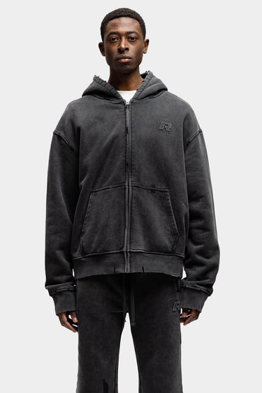 RIVERO - SIGNATURE EMBOSSED WASHED ZIP HOODIE