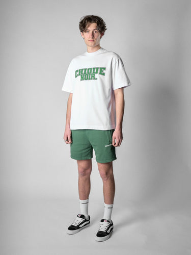 CHIQUE NOIR - COLLEGE LOGO TEE WHITE GREEN