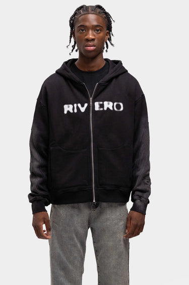 RIVERO - ATELIER SIDE WASHED ZIP HOODIE BLACK