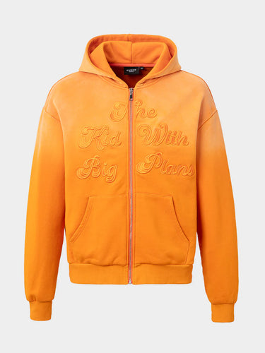 RIVERO - BIG PLANS OVERSIZED ZIP HOODIE WASHED ORANGE