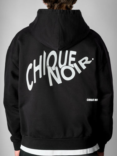 CHIQUE NOIR - 3M REFLECTIVE ZIP HOODIE - BLACK