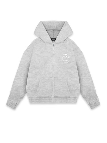 LORD CULTURE - MONOGRAM ZIP-HOODIE - GREY