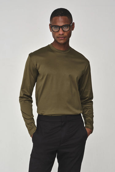 VALENZA - INTERLOCK SUPIMA T-SHIRT LONG SLEEVE ARTICHOKE GREEN