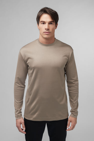 VALENZA - INTERLOCK SUPIMA T-SHIRT LONG SLEEVE LEAD GREY