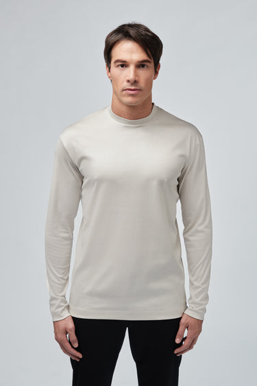 VALENZA - INTERLOCK SUPIMA T-SHIRT LONG SLEEVE PEARL GREY