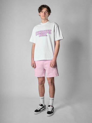 CHIQUE NOIR - COLLEGE LOGO TEE WHITE PINK