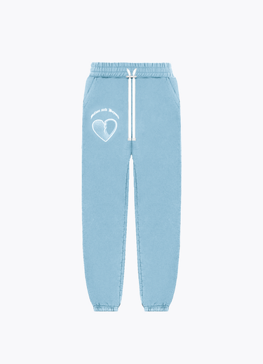 BILLION AND BEYOND - CRACK HEART SWEATPANTS BABY BLUE