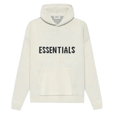 FEAR OF GOD ESSENTIALS KNIT PULLOVER HOODIE CREAM