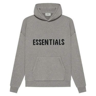 FEAR OF GOD ESSENTIALS KNIT PULLOVER HOODIE DARK HEATHER